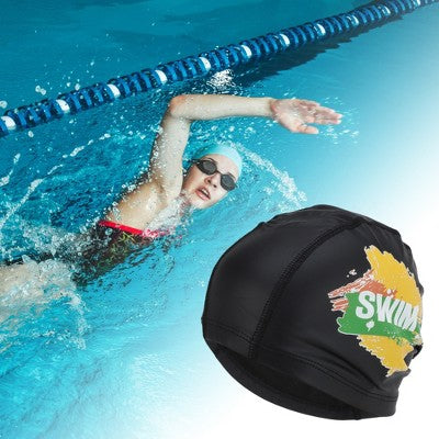  Unique Bargains Knitted PU Elastic Letter Swim Cap 1 Pc