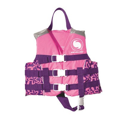  Swimline Children's USCG Approved Swimming Pool Floral Vinyl Life Vest - Pink/Purple - XS