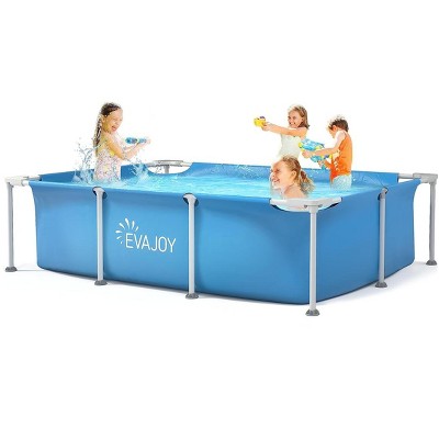  Evajoy 85in X 23in X 59in Metal Frame Rectangular Swimming Pool Set