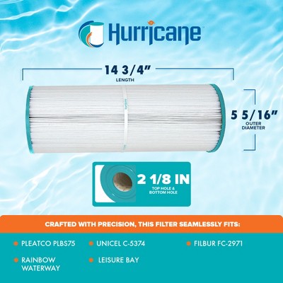  Hurricane 3 Pack HF5374-01 Advanced Spa Filter Cartridge For PLBS75 Unicel C-5374, Filbur FC-2971, Rainbow, Waterway, Leisure Bay, S2/G2 Spa 75
