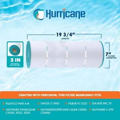 Hurricane 12 Pack HF7483-04 Advanced Pool Filter Cartridge For PA81-4-M, Unicel C-7483, Filbur FC-1225, SwimClear, Super-Star-Clear