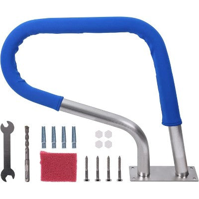  Pool Handrail, 30"x22" Pool Railing, 3-Bend Swimming Pool Stair Rails, 304 Stainless Steel Rustproof Pool Handrails With Non-Slip Grip Cover For