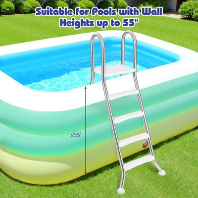  Costway 75.6" Above Ground Pool Ladder With Top Platform Non-slip Steps & Rounded Handrails