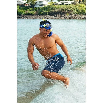  Speedo Adult Travel Mask And Snorkel Set - Navy/Yellow: Polycarbonate & Silicone