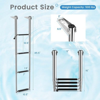  Costway 4-Step Telescoping Boat Ladder Folding Dock Ladder With Non-slip Steps