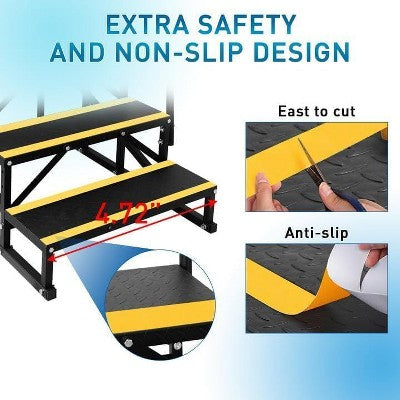  2/3/4/5 Step RV Step Stool With Handrail ā€“ Portable Pool Ladder With Non-Skid Tapes, Camper Steps For RV, Mobile Home