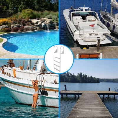  Flip Up Dock Ladder 350 Lbs Marine Pontoon Boat Ladder Aluminum Non-slip