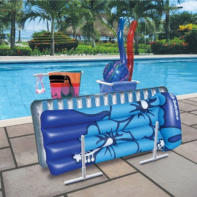  Swimline Hydro Tools Swimming Pool Mesh Bag Poolside Toy Organizer With Towel Hanger 37" - Blue