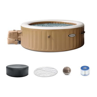  INTEX 28427EP PureSpa Bubble Massage Spa Set: Includes Energy Efficient Spa Cover – 140 Bubble Jets – 6 Person Capacity – 85" X 28"
