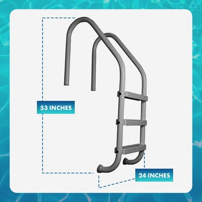  Saftron 3 Rung Step Ladder Metal Swimming Pool Handrail With Polymer Coat Finish For Fresh And Saltwater Inground Pool