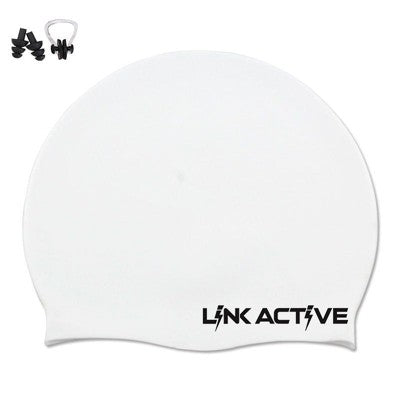  Link Active Adult Silicone Swim Cap Durable Comfortable BONUS EAR & NOSE PLUGS INCLUDED!!!