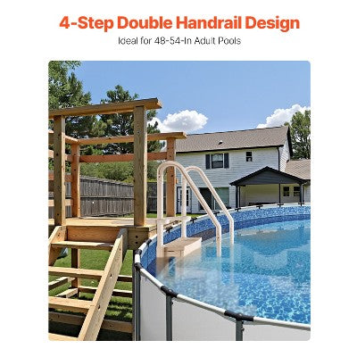  VEVOR Swimming Pool Ladder, 4-Step Double Handrails Stairs With Non-slip Heavy Duty Steps, Max Load Capacity 400 Lbs, For 48-54 In Inground, Taupe