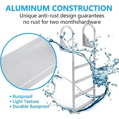  Flip Up Dock Ladder 350 Lbs Marine Pontoon Boat Ladder Aluminum Non-slip