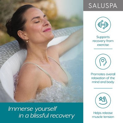  Bestway SaluSpa Aruba AirJet Large Round 2 To 3 Person Inflatable Hot Tub Portable Outdoor Spa With 110 AirJets, Grey
