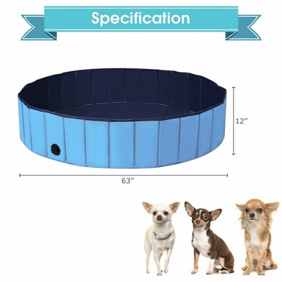  Costway 63'' Foldable Dog Pet Pool Kiddie Bathing Tub Indoor Outdoor Leakproof Portable Blue\Red
