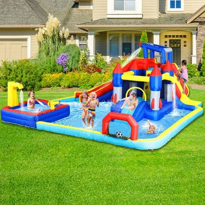  NAYSAYE Above Ground Pool Inflatable Water Park Slide Bounce House Multi Activity For Garden Fun, Multicolor, 17.9"*17.70"*33.40"