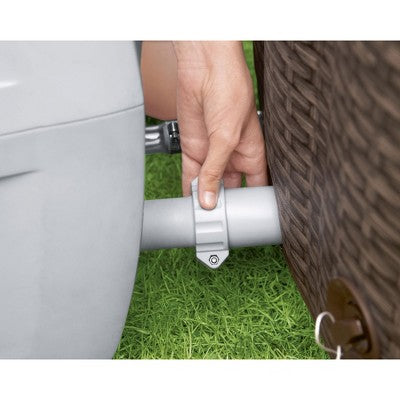  Bestway SaluSpa St Moritz 7 Person Inflatable AirJet Hot Tub Pool Spa And Intex PureSpa Attachable Cup Holder And Refreshment Tray Accessory, Tan
