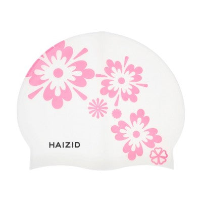  Unique Bargains Silicone Square Flower Pattern Waterproof Swim Cap 1 Pc