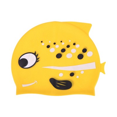  Unique Bargains Kid's Silicone Polka Dot Fish Swim Cap 1 Pc