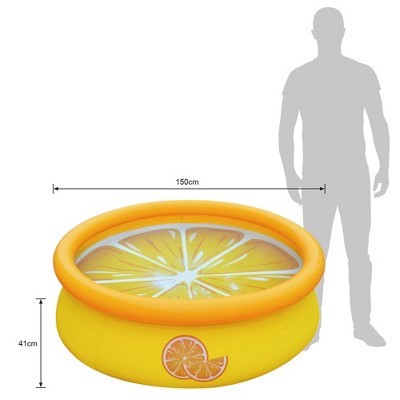 JLeisure Sun Club 3D Orange 5 Foot Round Easy To Set Up Above Ground Inflatable Kiddie Swimming Pool With Built In Drain Plug, 6 Pack, Orange