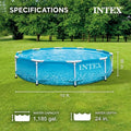  Intex 10 Foot X 30 Inch Round Metal Frame Outdoor Backyard Above Ground Beachside Swimming Pool With Reinforced Sidewalls, Blue