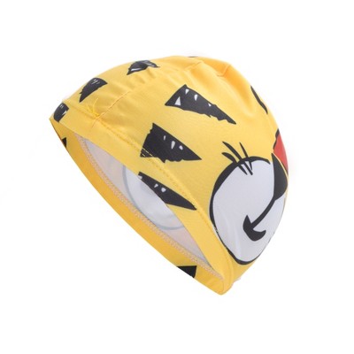  Unique Bargains Kid's Polyester Tigers Pattern Swim Cap Yellow Black 1 Pc