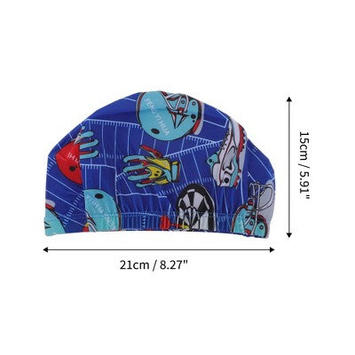  Unique Bargains Polyester Football Pattern Swim Cap 5.91"x8.27" Blue Red 1 Pc