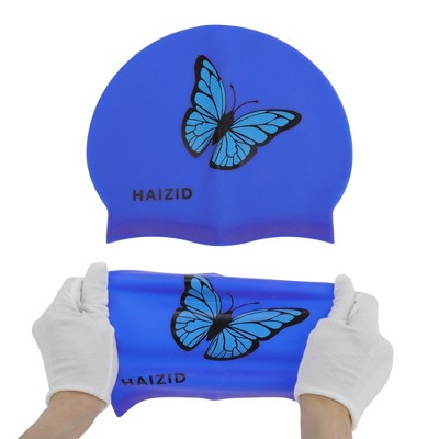  Unique Bargains Silicone Butterfly Pattern Swim Cap 1 Pc