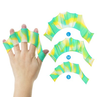  Unique Bargains Silicone Resistance Lightweight Aquatic Webbed Finger Frog Swimming Gloves 3 Pairs