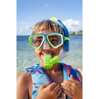  Speedo Junior Reefscout Mask & Snorkel Set - Blue/Green: Ages 6-14, Polycarbonate