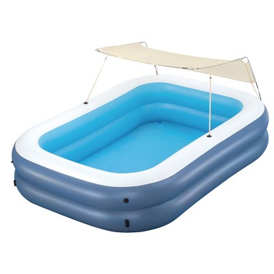 Bestway H2OGO! 8 Foot 4 Inch By 70 Inch Summer Bliss Shaded Inflatable Family Pool With 2 Quick Release Valves And Repair Patch For Kids Ages 6 Above