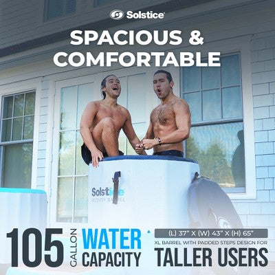  Solstice Original Inflatable 100 Gallon Cold Plunge Ice Bath Tub Standing Recovery Barrel Pod With Steps And Lid For Indoor Or Outdoor