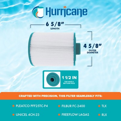  Hurricane 2 Pack HF4H23-01 Advanced Spa Filter Cartridge Replacement For PFF25TC-P4, Unicel 4CH-23, Filbur FC-2400, White