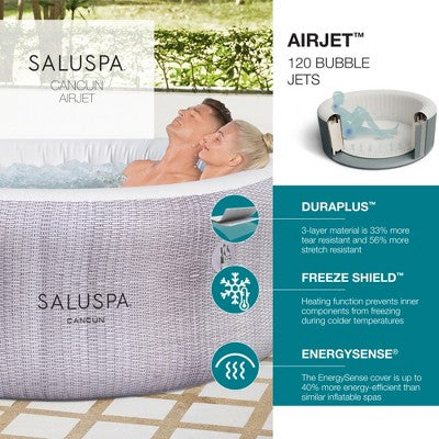  Bestway SaluSpa Cancun AirJet Inflatable Hot Tub With 120 Soothing Jets