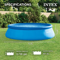  Intex 15ft X 48in Easy Set Above Ground Inflatable Pool W/ Pump And Solar Cover