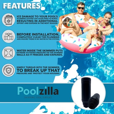 Poolzilla Skimmer Winterizing Plug, 9’’ Ice Guard For 1-½’’ And 2’’ Threaded Skimmers