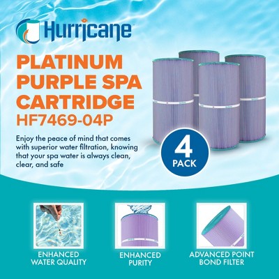  Hurricane 8 Pack HF7469-04P Platinum Purple Pool Filter Cartridge For PCC60, Unicel C-7469, Filbur FC-1975, Clean & Clear 240, SwimClear C2025