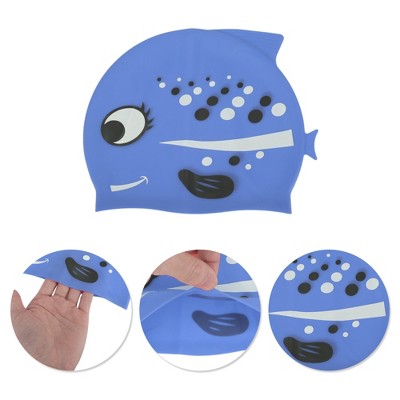  Unique Bargains Kid's Silicone Polka Dot Fish Swim Cap 1 Pc