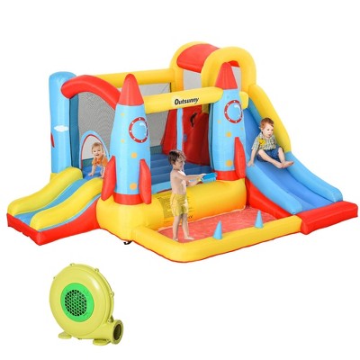 NAYSAYE Above Ground Pool Inflatable Water Slide Bounce House Multi Activity For Kids Outdoor Use, Multicolor, 130.00"*104.30"*72.80"