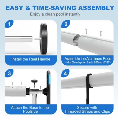  Aluminum Pool Cover Reel System - Wheelbarrow-Style Portable Solar Cover Roller, Fits All Inground Pool Shapes