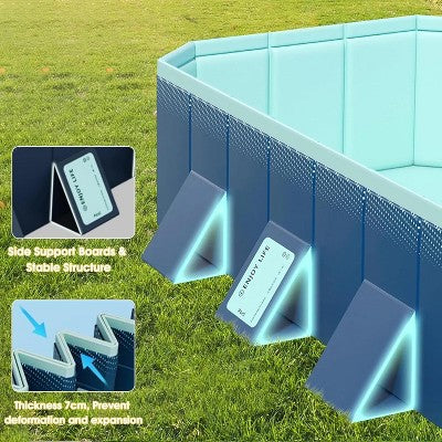  ELJGET 71/83/103/118in Foldable Pool, Non-Inflatable PVC Swimming Pool For Kids, Adults And Pets, Large Portable Kids Pool For Outdoor Backyard Garden