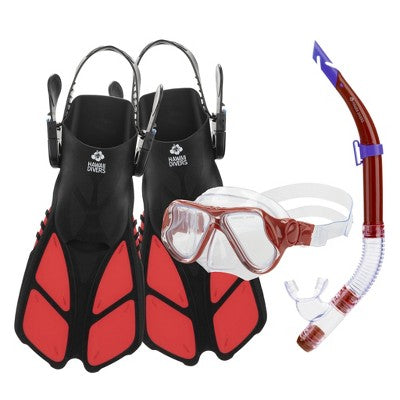  Hawaii Divers Beluga Jr Snorkel Set – Red (Unisex | Ages 8+) Size SM