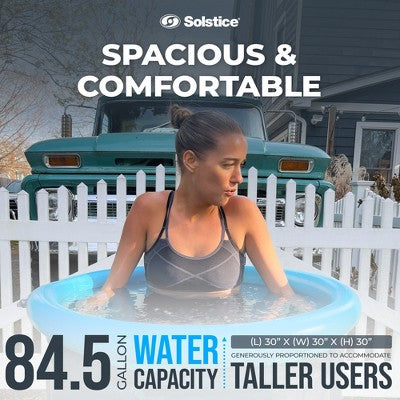  Solstice Cold Pod Indoor Outdoor Plunge Ice Bath Tub, 84.5 Gal Capacity Tank With 3 Reusable Ice Bags, Multi-Layered Insulation And Lid For Athletes