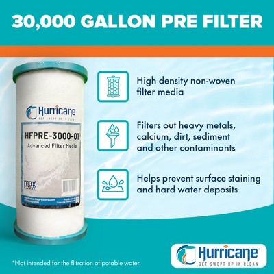  Hurricane PRE30000 Pre Fill Pool Filter Cartridge Replacement With Advanced Bond Filter And Optimal Waterflow For In Ground Pools, White