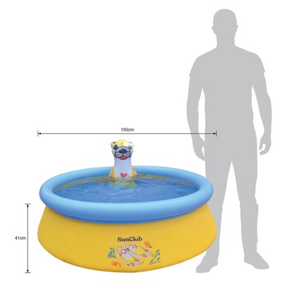  JLeisure Sun Club 5 Foot 2 Person Outdoor Above Ground Blow Up Inflatable Kiddie Swimming Pool With 3D Sea Otter Spray, 6 Pack, Yellow/Blue
