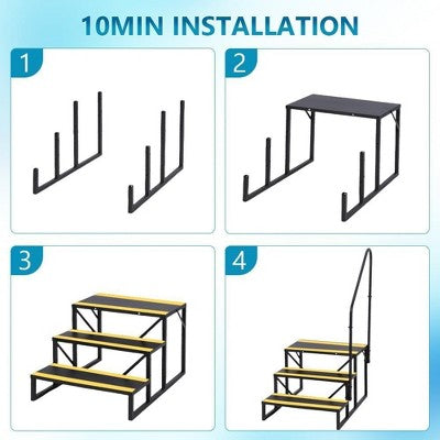  2/3/4/5 Step RV Step Stool With Handrail ā€“ Portable Pool Ladder With Non-Skid Tapes, Camper Steps For RV, Mobile Home