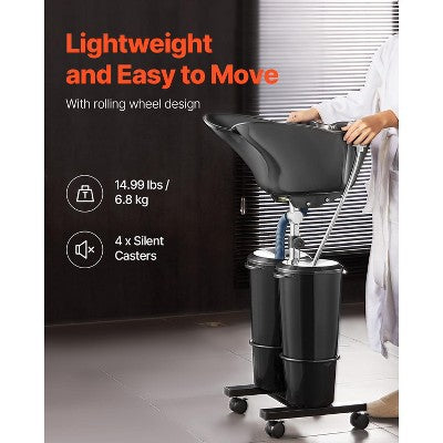  VEVOR Portable Shampoo Bowl, Shampoo Sink For Washing Hair With Electric Pump, Includes 2 Buckets 2 Showerheads, Drain Hose, Black