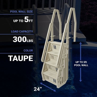  Vinyl Works Adjustable 24 Inch In-Pool Step Ladder For Above Ground Pools