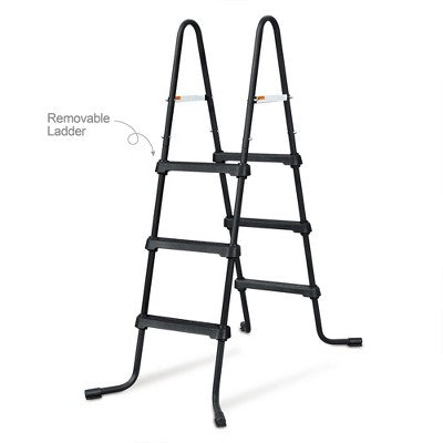  Funsicle 36 Inch SureStep 3-Stair Swimming Pool Ladder With 10' X 30" QuickSet Inflatable Ring Top Outdoor Above Ground Pool And Pump