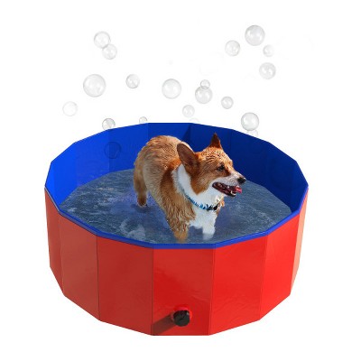 Dog Pool - Portable, Foldable 30.5-Inch Doggie Pool With Drain And Carry Bag - Pet Swimming Pool For Bathing Or Play By PETMAKER (Red)
